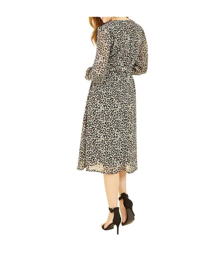 Robe Patineuse Motif/style Imprimé Léopard Femme Marron Noir Yumi