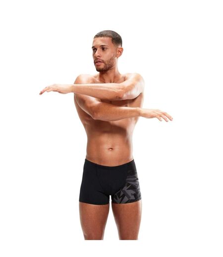 Mens Geometric Swim Shorts Black Grey Speedo