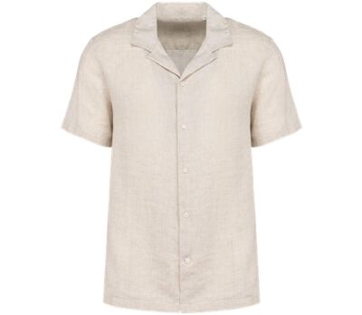 Chemise col bowling en lin - Homme - PATS509 - beige linen