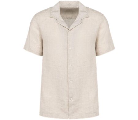 Chemise col bowling en lin - Homme - PATS509 - beige linen