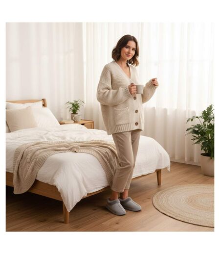OZABI Pantoufles Fermées Femme, Suédine Synthétique, Col Fourrure