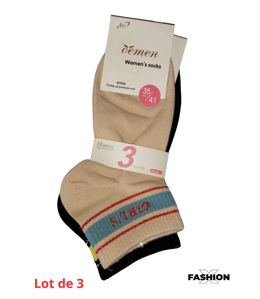 Chaussettes Tendance Pour Femmes fantaisies - Lots de 3-1