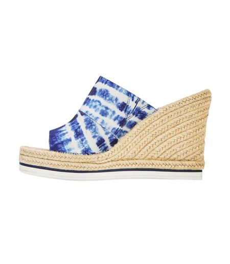 Womens/ladies Tie Dye Wedge Sandals Blue Toms