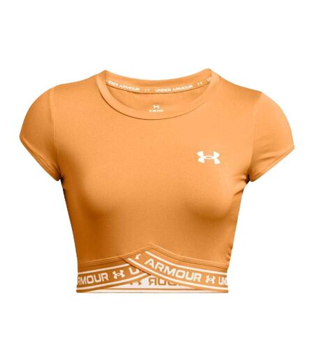Womens/ladies Cross Logo Crop Top Orange Under Armour