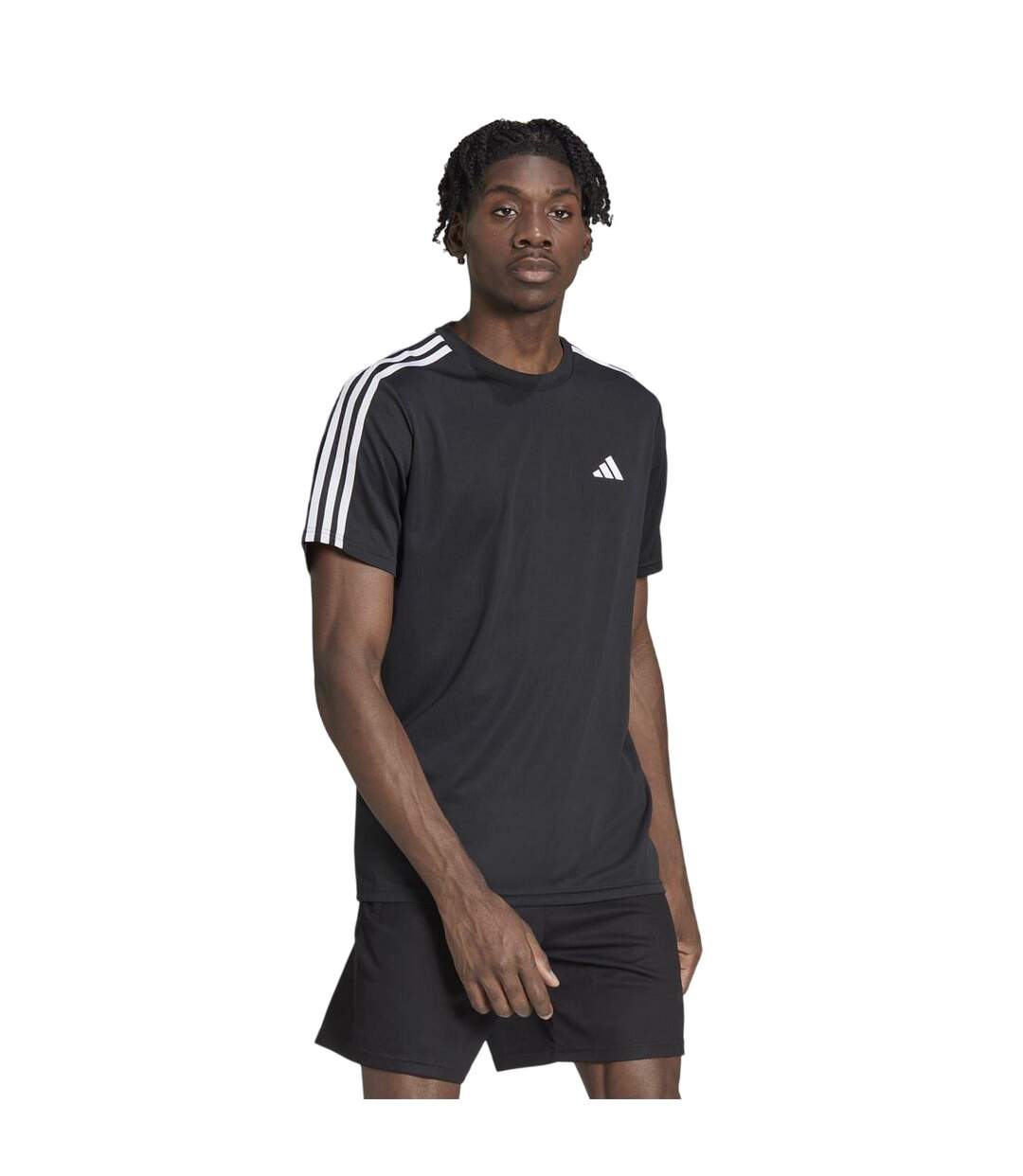T-shirt Entraînement Motif/style 3 Rayures Essentials Homme Noir Blanc Adidas-1