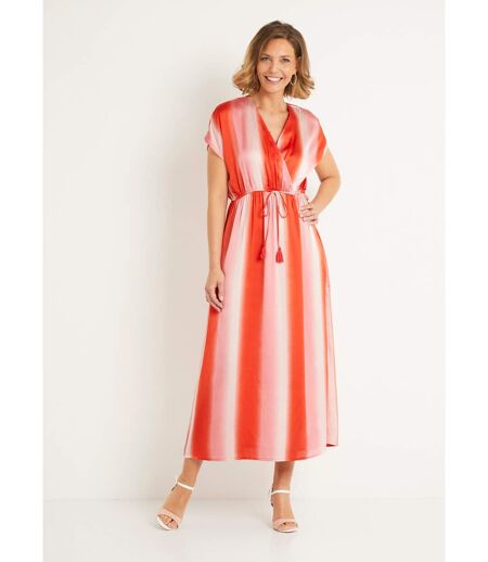 Robe longue à rayures taille à nouer