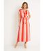 Robe longue à rayures taille à nouer-1