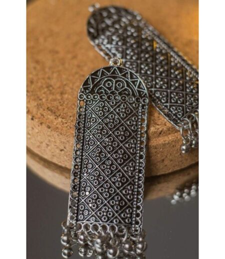 Large Rectangle Oxidised Bohemian Geometric Indian Asian Boho Muslim Studs