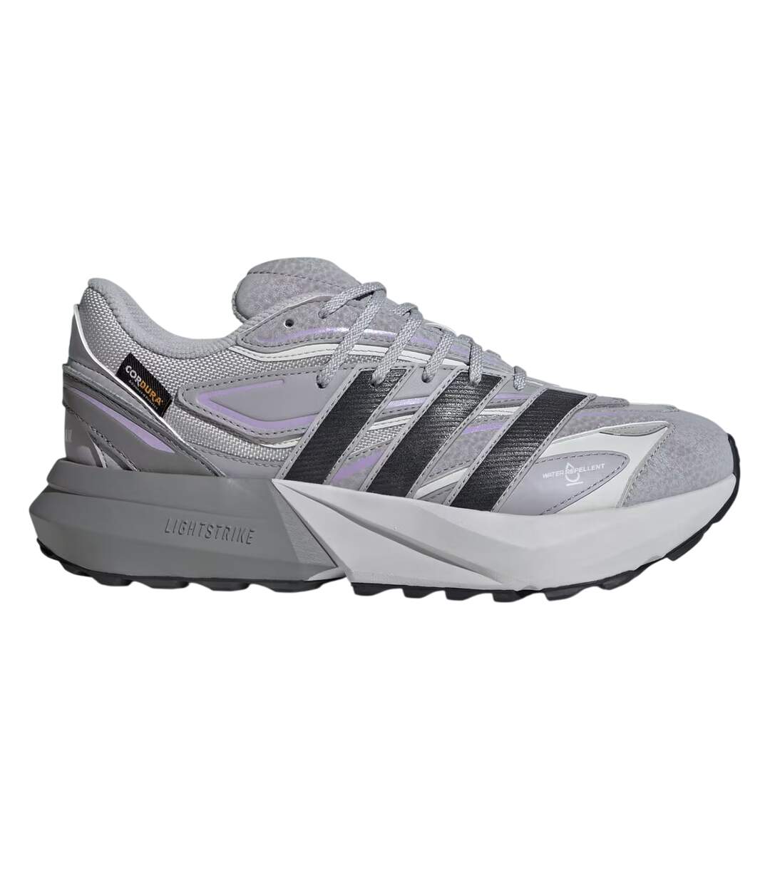 Womens/ladies Lightblaze Leather Lace Up Trainers Grey Plum Adidas-1