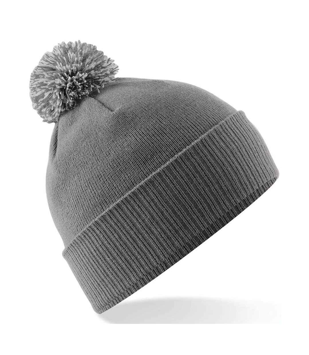 Bonnet snowstar adulte gris foncé / gris clair Beechfield-1