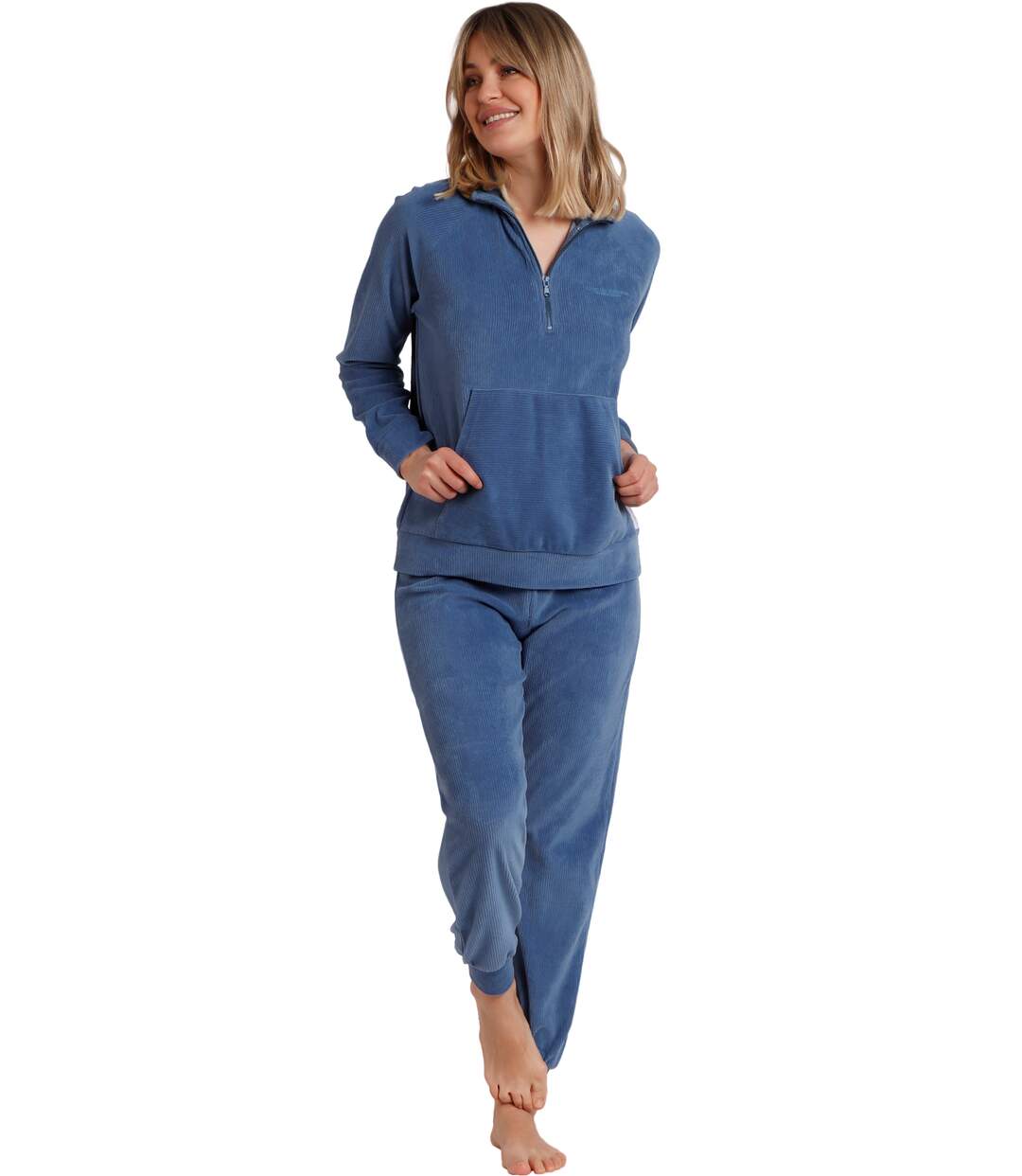 Pyjama tenue d'intérieur pantalon top manches longues Corduroy Admas-1