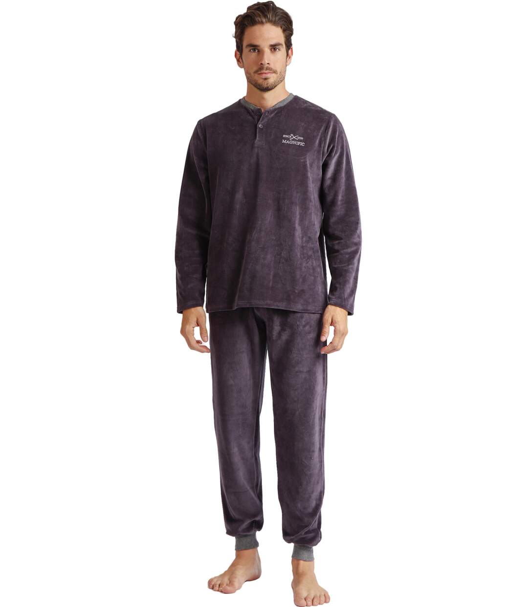 Pyjama velours tenue d'intérieur pantalon et haut Home Admas