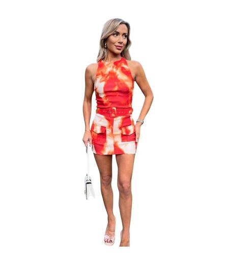 Combishort Motif/style Tie-dye Femme Orange AX Paris