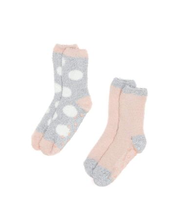 X2 Paires de Chaussettes Antidérapantes Gris/Rose Femme Casa Socks 1789 - 36/41