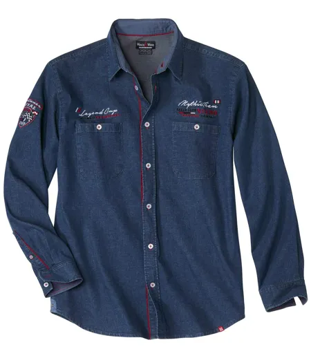 Chemise en Denim Stretch Brodée