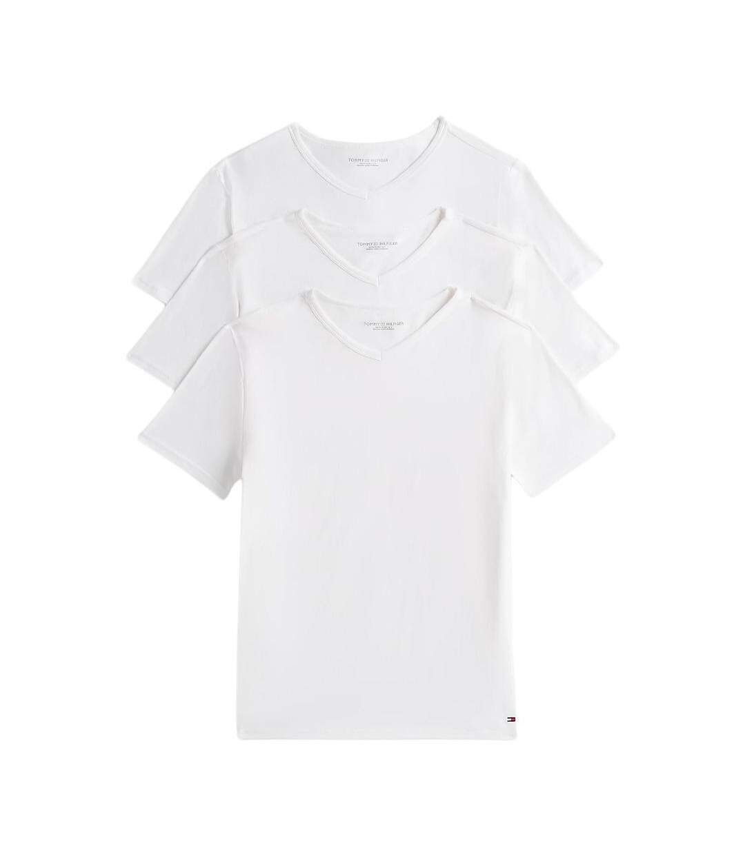 Lot de trois t-shirt blanc homme tommy hilfiger stretch-1