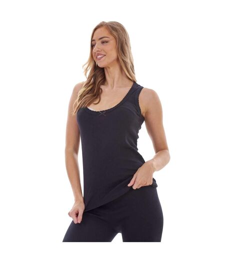 Womens/ladies Thermal Vest Top Black Heatforce