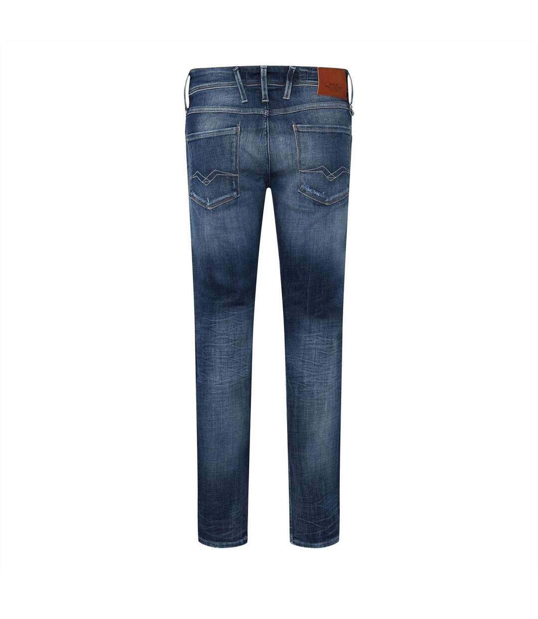Mens Anbass Cotton Denim Distressed Jeans Blue Replay-2