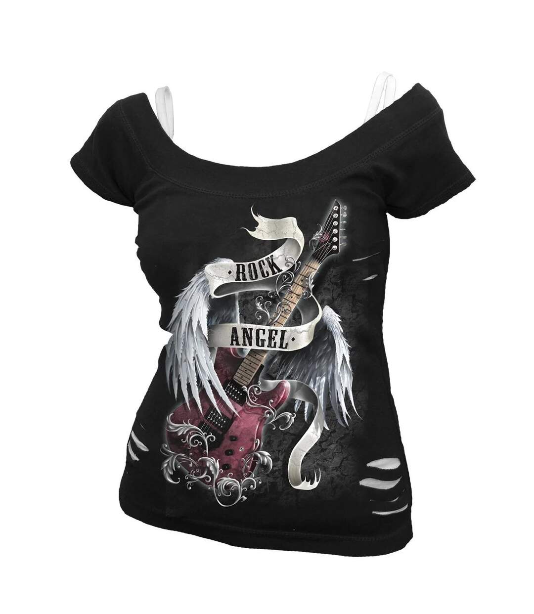 T-shirt rock angel femme noir Spiral Direct-1