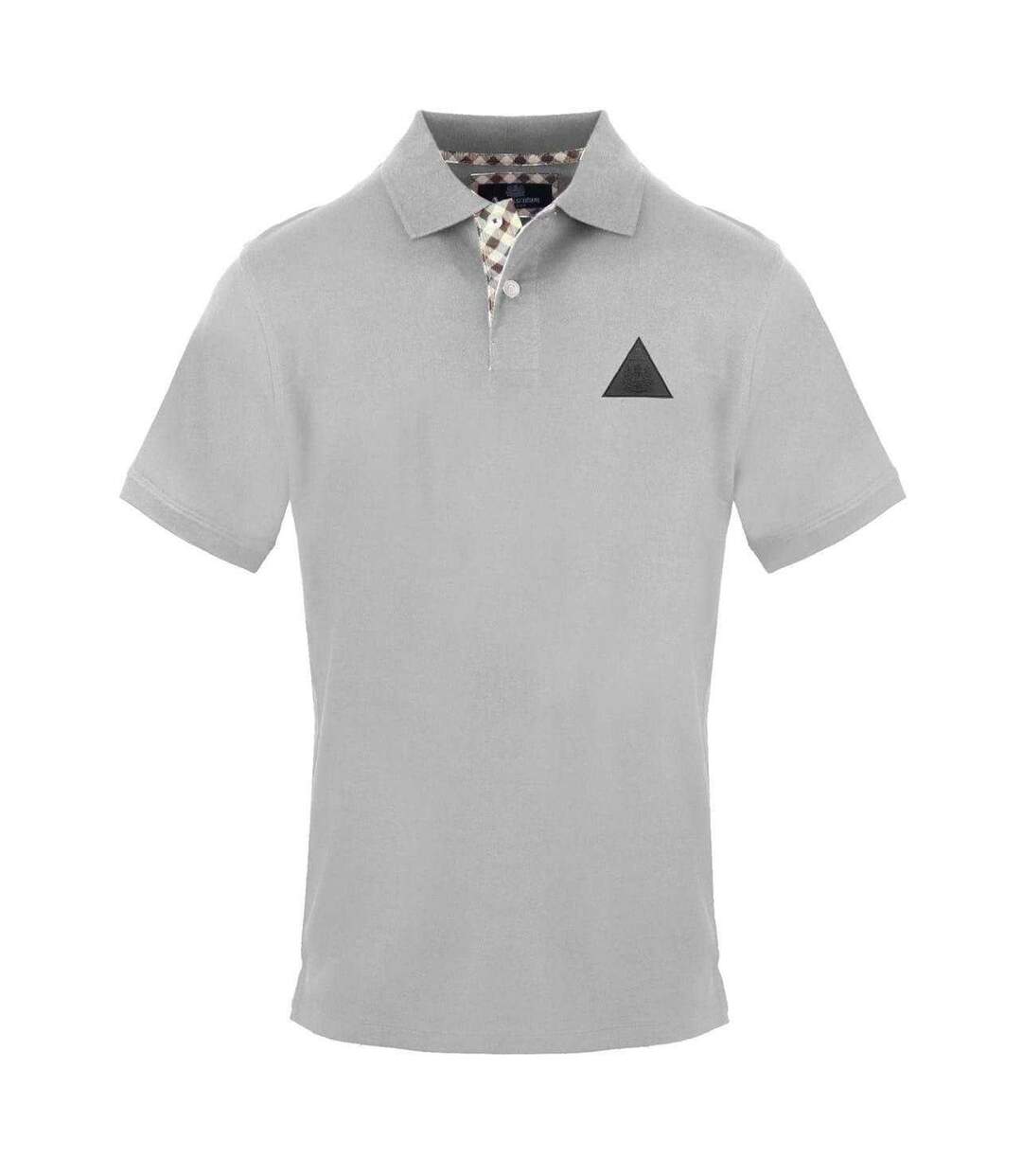 Mens Collared Short-sleeved Polo Shirt Grey Aquascutum-1