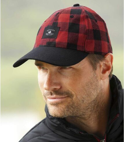 Men's Red and Black Check Montreal Flannel Cap