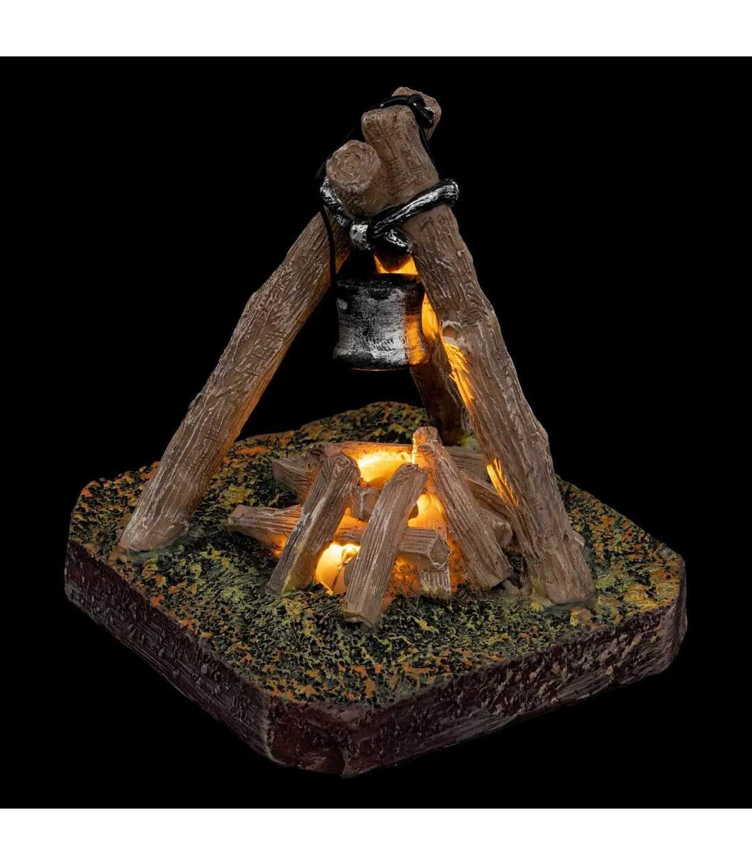 Accessoire Crèche de Noël Coin du Feu 10cm Marron-2