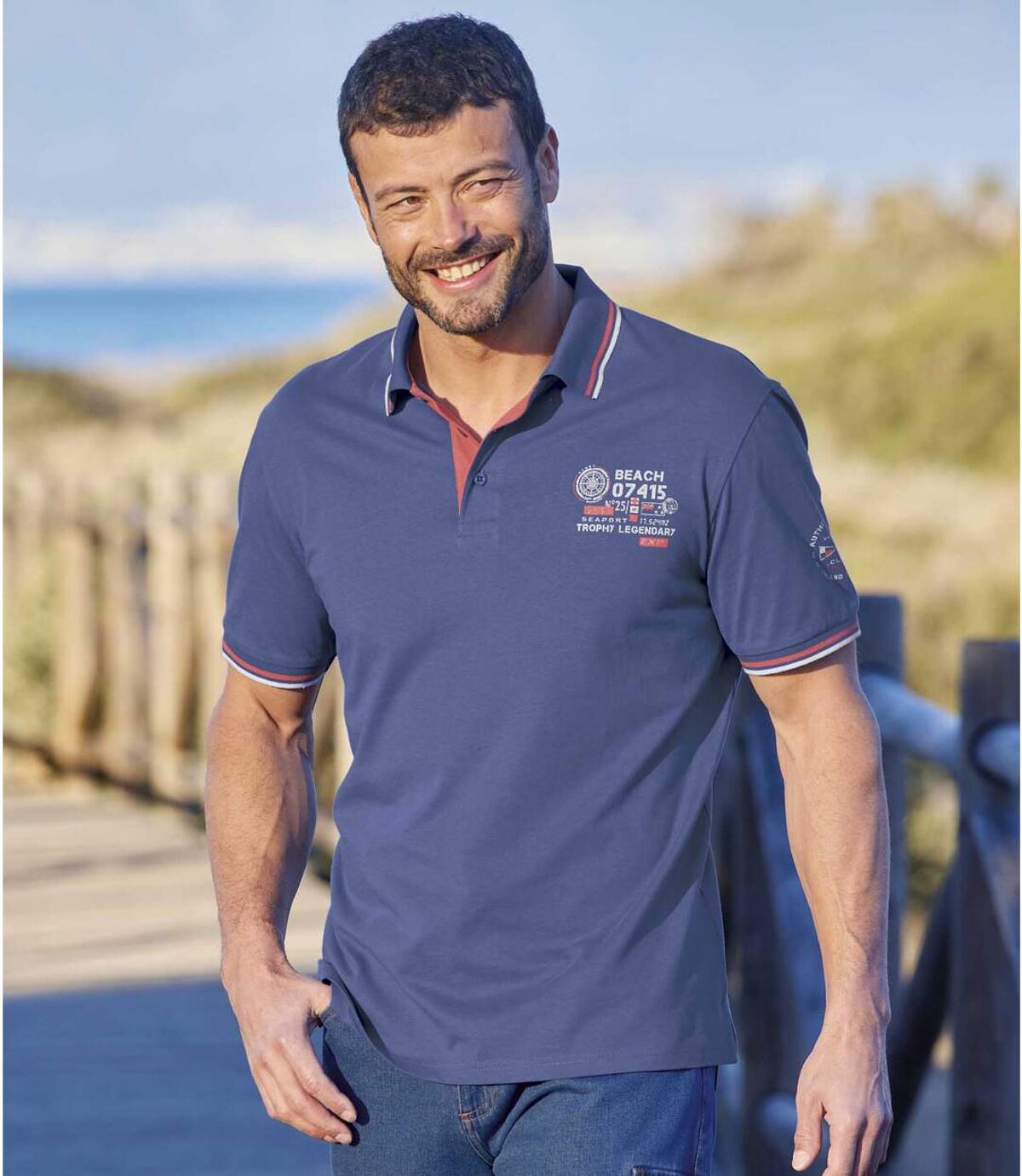 Pack of 2 Men's Sailing Polo Shirts - Blue Coral Atlas For Men