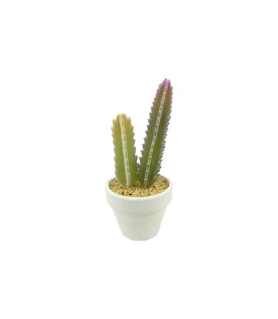 Plante Artificielle en Pot 1 Tige Cactus 22cm Blanc
