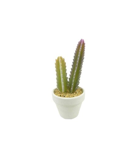 Plante Artificielle en Pot 1 Tige Cactus 22cm Blanc