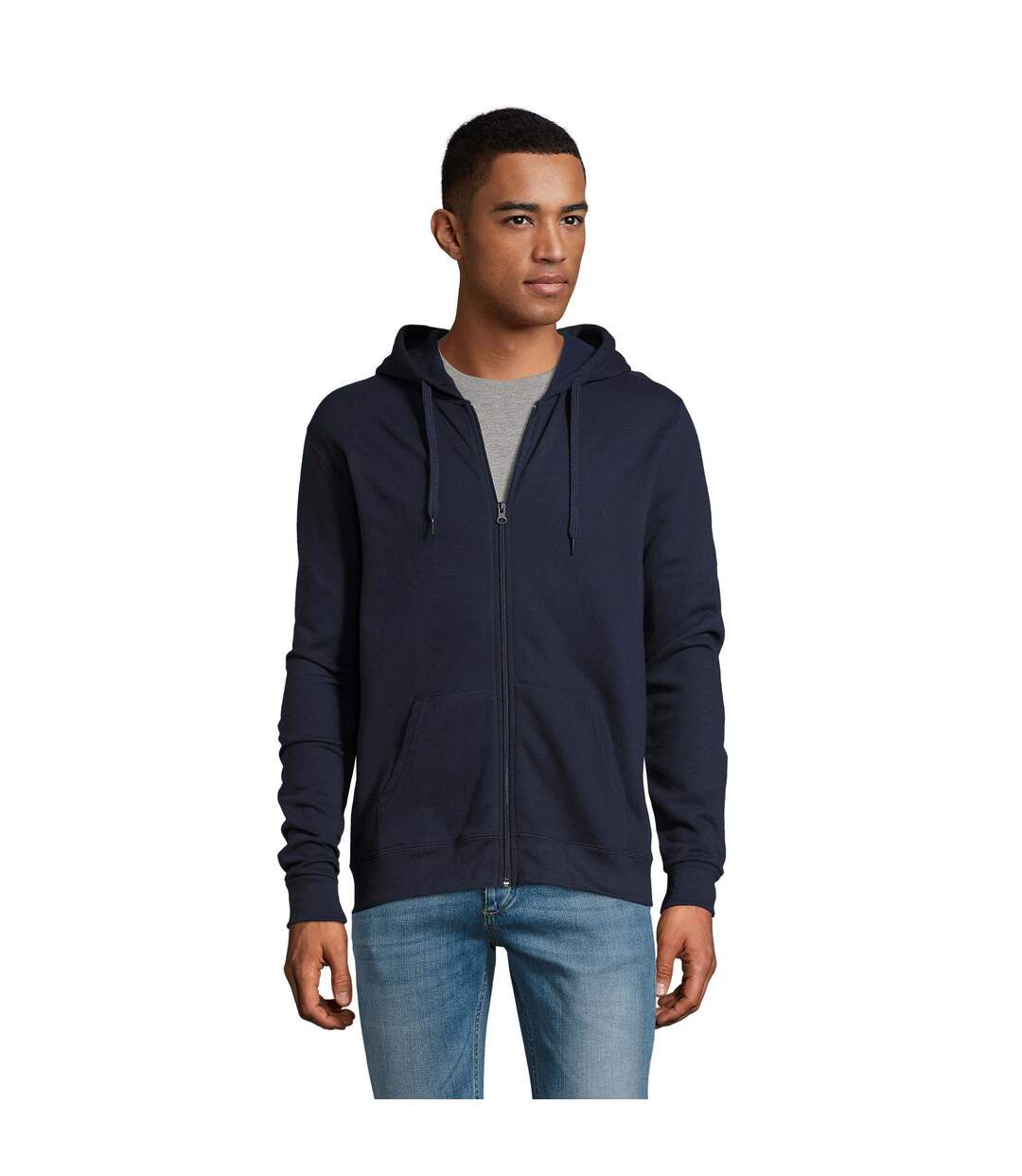 Sweat à capuche et fermeture zippée homme bleu marine SOLS