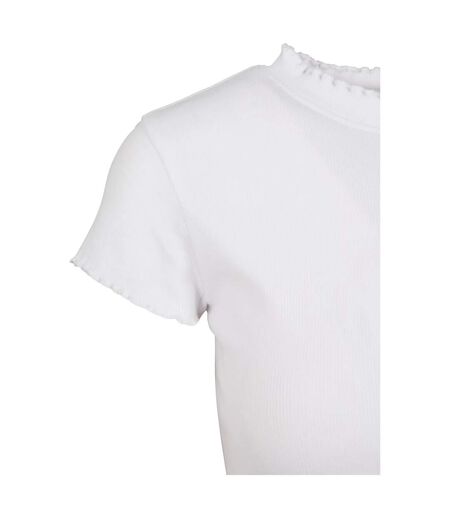 T-shirt Court Motif/style Côtelé Femme Blanc Urban Classics