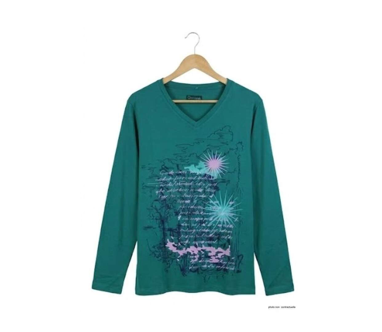 Tee-shirt AXONE SH1063V vert grande taille : le style de la sérigraphie placée-2