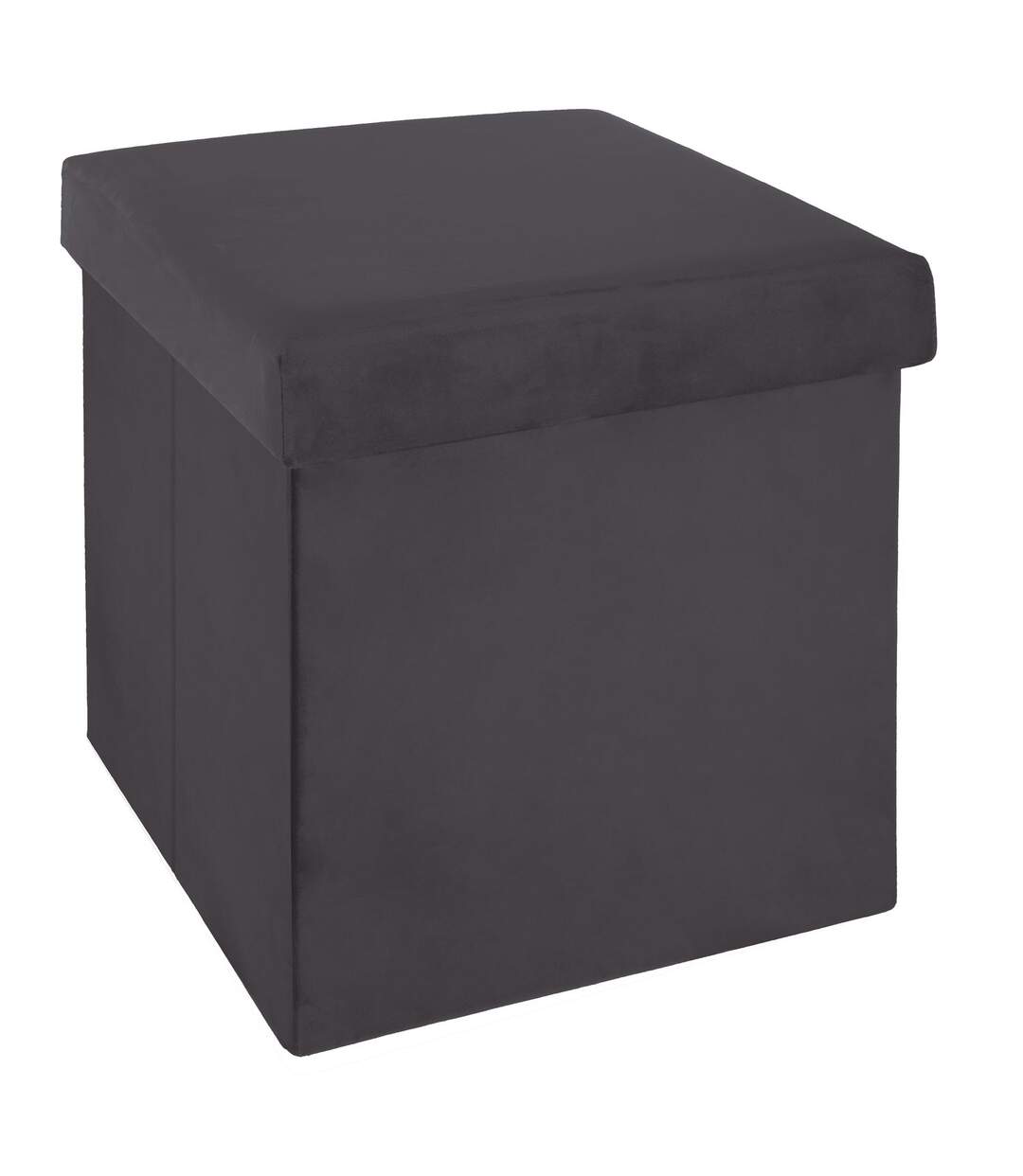 Pouf coffre pliable velours Tess - L. 38 x H. 38 cm-1