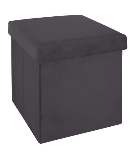 Pouf coffre pliable velours Tess - L. 38 x H. 38 cm