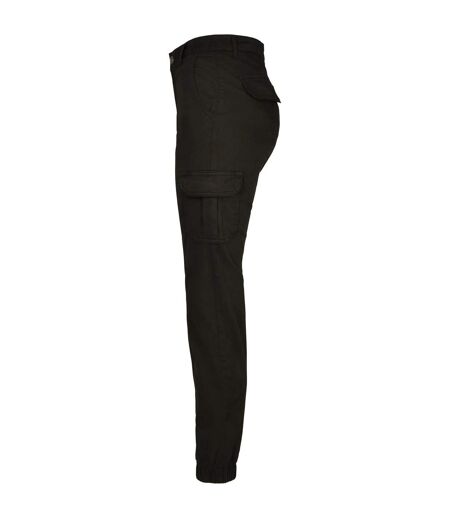 Womens/ladies High Waist Cargo Trousers Black Urban Classics