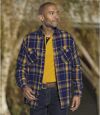 Men's Blue & Ocher Checked Flannel Shirt Atlas For Men