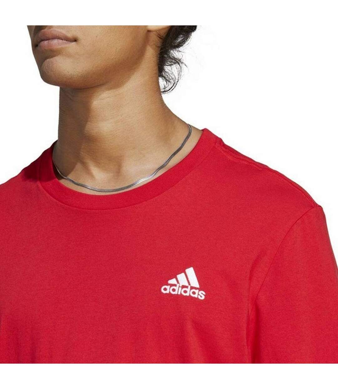 T-shirt Style Logo Brodé Essentials Homme Rouge Adidas-4
