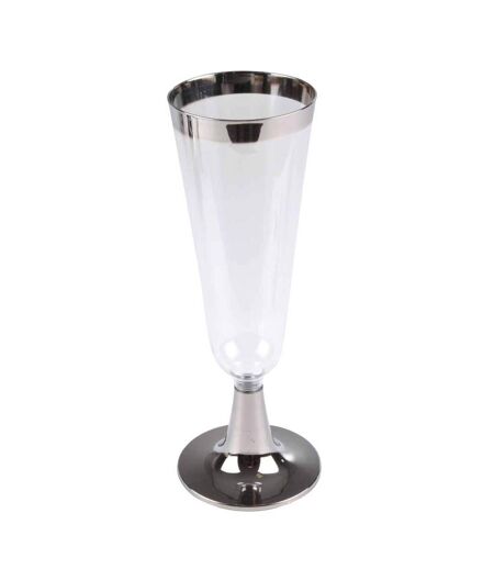 Lot de 6 Flûtes à Champagne Réutilisable Liseré 15cl Argent