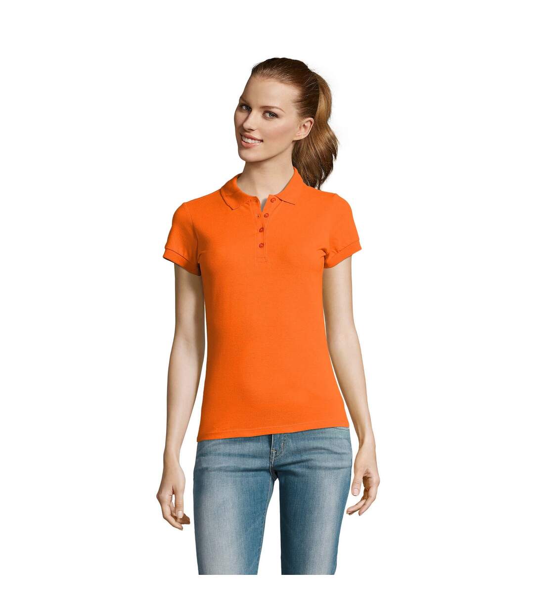 Passion polo 100% coton à manches courtes femme orange SOLS