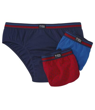 Pack of 3 Men's Classic Briefs - Blue Navy Red