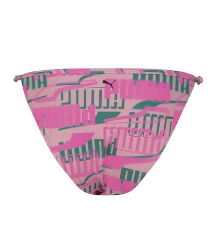 Womens/ladies Repeat Logo Side Tie Bikini Bottoms Pink Puma
