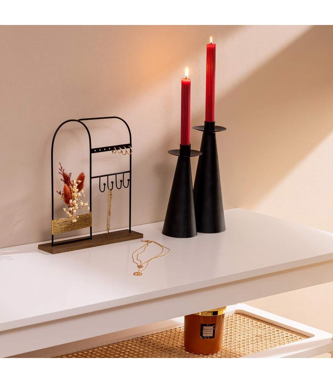 Porte-Bijoux en Métal Automne 26cm Noir-3