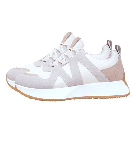 Womens/ladies momentum faux suede trainers cream Where´s That From