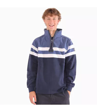 Sweat Motif/style Rayé Homme Bleu Denim Lazy Jacks