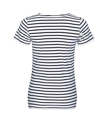 T-shirt Miles Femme Blanc Bleu Marine SOLS