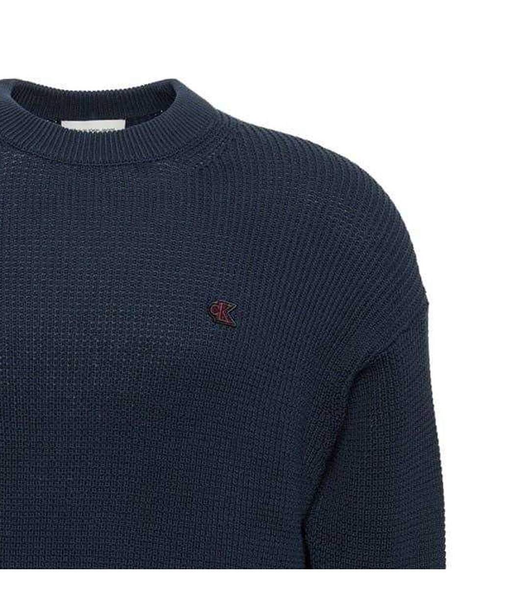 Pull Motif/style Quadrillage Homme Bleu Foncé Calvin Klein-3