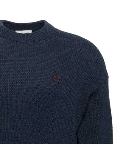 Pull Motif/style Quadrillage Homme Bleu Foncé Calvin Klein