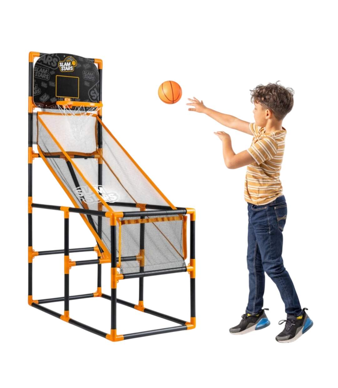 Ensemble De Panier De Basket Intérieur 139 Cm X 86 Cm X 46 Cm Noir Jaune Blanc Slam Stars-4