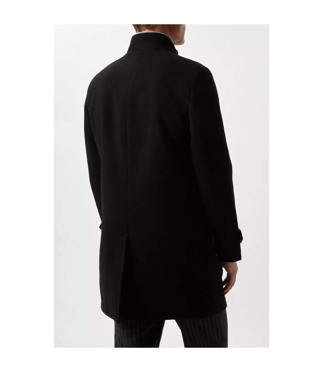 Mens Faux Wool Funnel Neck Coat Black Burton-3