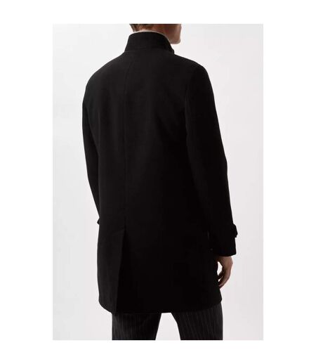 Mens Faux Wool Funnel Neck Coat Black Burton